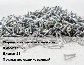 Шуруп с потайной головкой 6.3х25 оцинкованный